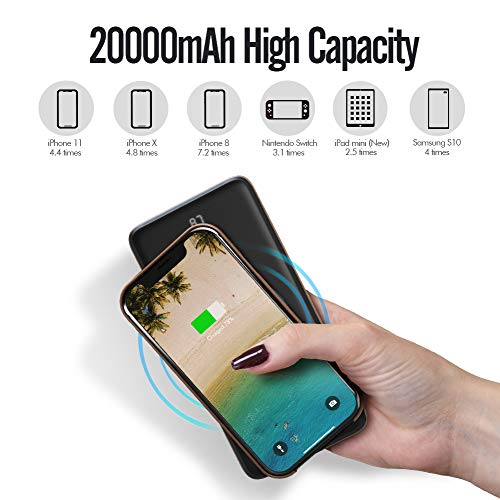 Wireless Portable Charger 20000mAh, imuto USB C Power Bank PD 18W with