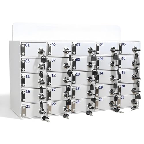 Kensbro 25 Slots Cell Phone Storage Box with Door Locks and Keys Acrylic for Office School Classroom
