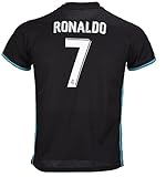#7 Ronaldo Real Madrid Third Kid Soccer Jersey & Matching Shorts Set 2016-17,Black,Youth S (6 to 8 Years Old)