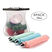 Kuke Silicone Bags Reusable Silicone Food Storage Bags 4 Pack Leakproof Ziplock Freezer Bags Versatile Airtight Seal Food Container Preservation Bag for Sandwich Snack Lunch Fruit Liquid Veggies