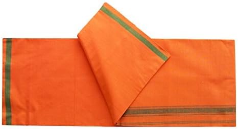 Orange Lungi/Sarong Pure Cotton (Pack of 1) by XYZ Textiles