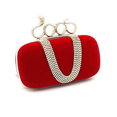 Kingluck Velvet Wedding/Special Occasion Clutches/Evening Handbags(More Colors) (red)