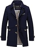 Sawadikaa Men's Single-Breasted Cotton Lightweight Jacket Windbreaker Wind Trench Coat Outdoor Jacket Navy Large