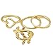Broadfashion 4PCS/Set Gold Plated Crystal Plain Cute Above Knuckle Ring Band Midi Ring Rings