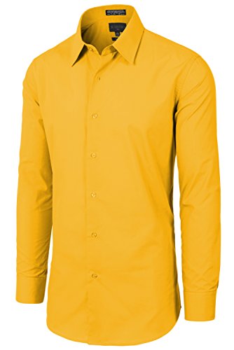 mens slim fit yellow dress shirt