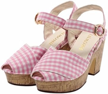 Amazon ウィゴー レディース ギンガムチェックサンダル ピンク M ファッションサンダル