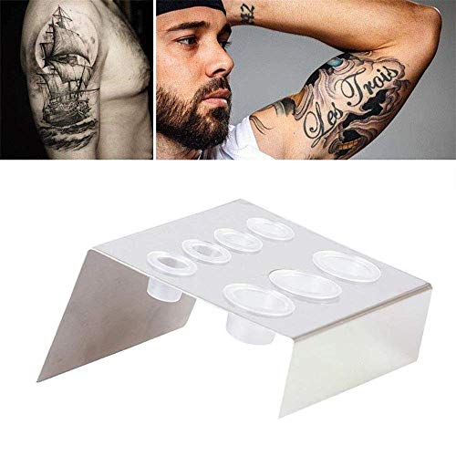 Tattoo Ink Cup Holder Stand - Yakecan 5PCS Professional 7 Holes Stainless Steel Tattoo Ink Cup Bracket Pigment Cap Holder for Makeup Accessories Tattoo Supplies