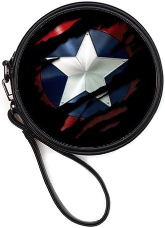 LaHuo Marvel Comic Captain America Custom Design Women Makeup Bag Personality Round Makeup Bag Coin Purse