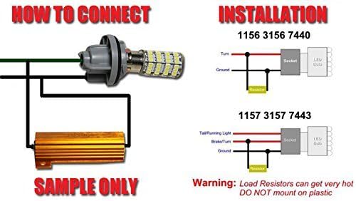 SOCAL-LED 2pcs LED Load Resistors 50W 8 ohm LED Bulbs Turn Signal Error/Blinker/Hyper Flashing…, White - Image 3