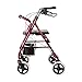 DMI Lightweight Adjustable Seat Height Aluminum Rollator Mobility Walker with Cushioned Backrest, Hand Brakes, Flip-Up Seat and Front Swivel Wheels, Burgundy