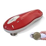 Upgrade Automatic Electric Can Opener for Restaurant & Kitchen, Handy One Touch Smooth Edge Battery Tin Opener, Chef's Best Choice as easy to use TinCan Opener(Red)