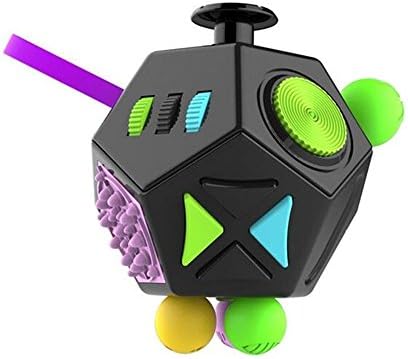 JackieTD Fidget Cube Relieves Stress and Anxiety Educational Development Toys for ADD, ADHD, Anxiety, and Autism Children and Adults -KeyChain Gift (Prime 12 Sided)