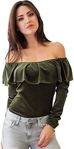 CZGBT Women's Word Shoulder Long Sleeve Velvet T shirt Casual Blouse Tops