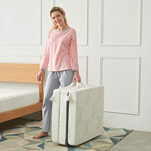 Cheer Collection 4" Folding Futon Mattress, TriFold Design for Compact