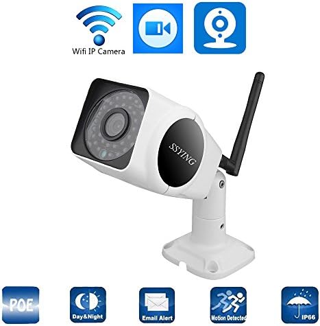 SSYING HD Wireless bullet IP Camera 720P for indoor or Outdoor With Audio WiFi Box Camera,Aluminum Alloy Housing Surveillance Camera (With 32G Card)