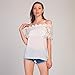 Lisli Women Sexy White Off Shoulder Embroidery Lace Crochet Chiffon Tops Blouse Casual T-Shirt (XL)