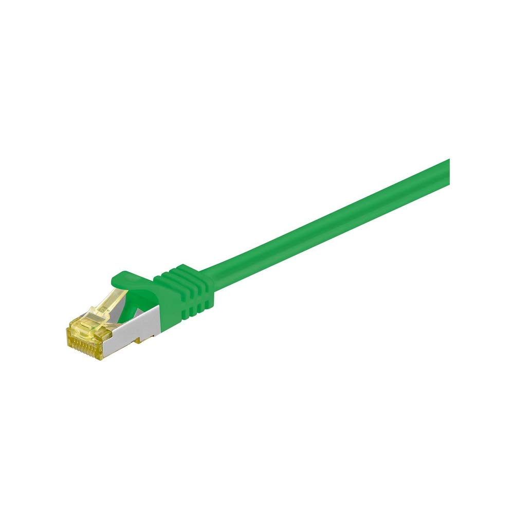 Goobay 91631 RJ45 Patch Cord with CAT 7 Raw Cable, CAT 6A, S/FTP PiMF, Green, 7.5m Length