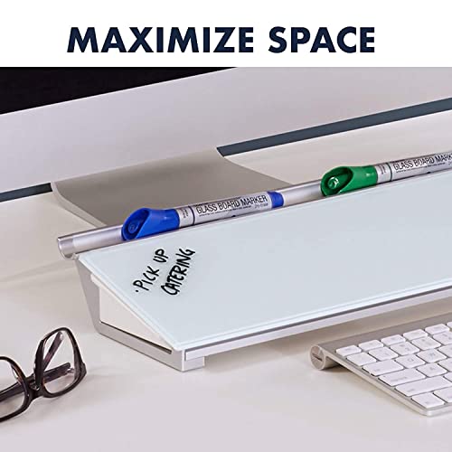 Quartet Whiteboard, Glass Dry Erase Board with Storage for Desktop Notetaking, 18" x 6", Clean
