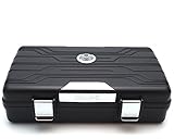 Waterproof Cigar Travel Humidor for 10 Cigars - Integrated Hygrometer and Humidifier Included - 2 Trays