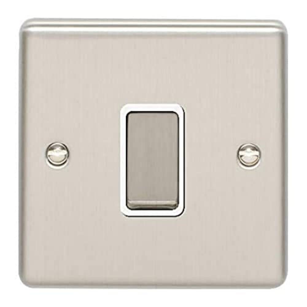 Enhance Decorative 20A Switch Satin Stainless Finish With White Trim