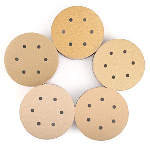 6 Inch 6 Holes Sanding Discs, 100PCS 60 80 120 150 220 Grit Sandpaper Assortment - LotFancy Hook and Loop Random Orbital Sander Paper