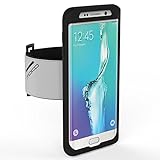 Galaxy S6 edge+ Armband, MoKo Silicone Armband for Samsung Galaxy S6 edge+ 5.7 Inch 2015 release - Key Holder Slot, well-rounded protection, Perfect Earphone Connection while Workout Running, BLACK