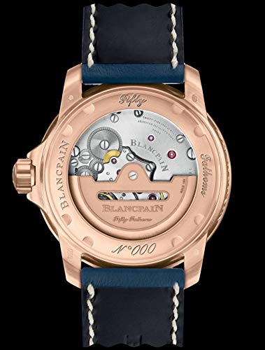 Blancpain Rose Gold Fifty Fathoms Automatic Mens Blue Watch