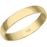 TimeLess Classics Solid 14K Yellow Gold Plain Wedding Band Available in 1MM-5MM Gold Jewelry For Men Women