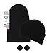 Blueberry Uniforms Black Military Style Wool Beanie Hat -Soft Warm Winter Watch Cap