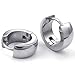 KONOV Mens Womens Stainless Steel Classic Plain Cambered Stud Huggie Hoop Earrings Set, Silver
