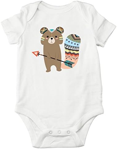 Aribella Collection Baby Boys Infant Toddler Woodland Tribal Boho Squirrel Bodysuit Size 3 Months Short Sleeve White Color