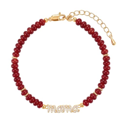 ROISE LADY Mama Unique Gift Charm Mom Red Beaded Bracelet for Women at Amazon