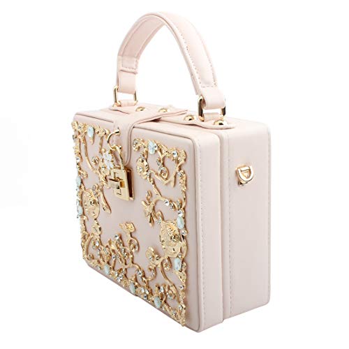 LETODE Women's Vintage Style And Crystal Rhinestone Evening Bag Wedding Party Handbag Clutch Purse (PINK)