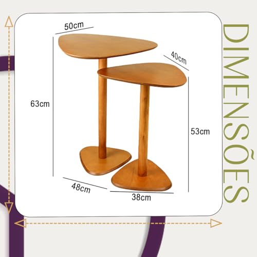 Conjunto Mesa Lateral Monopé de Madeira Tampo Paleta Mel - Florida