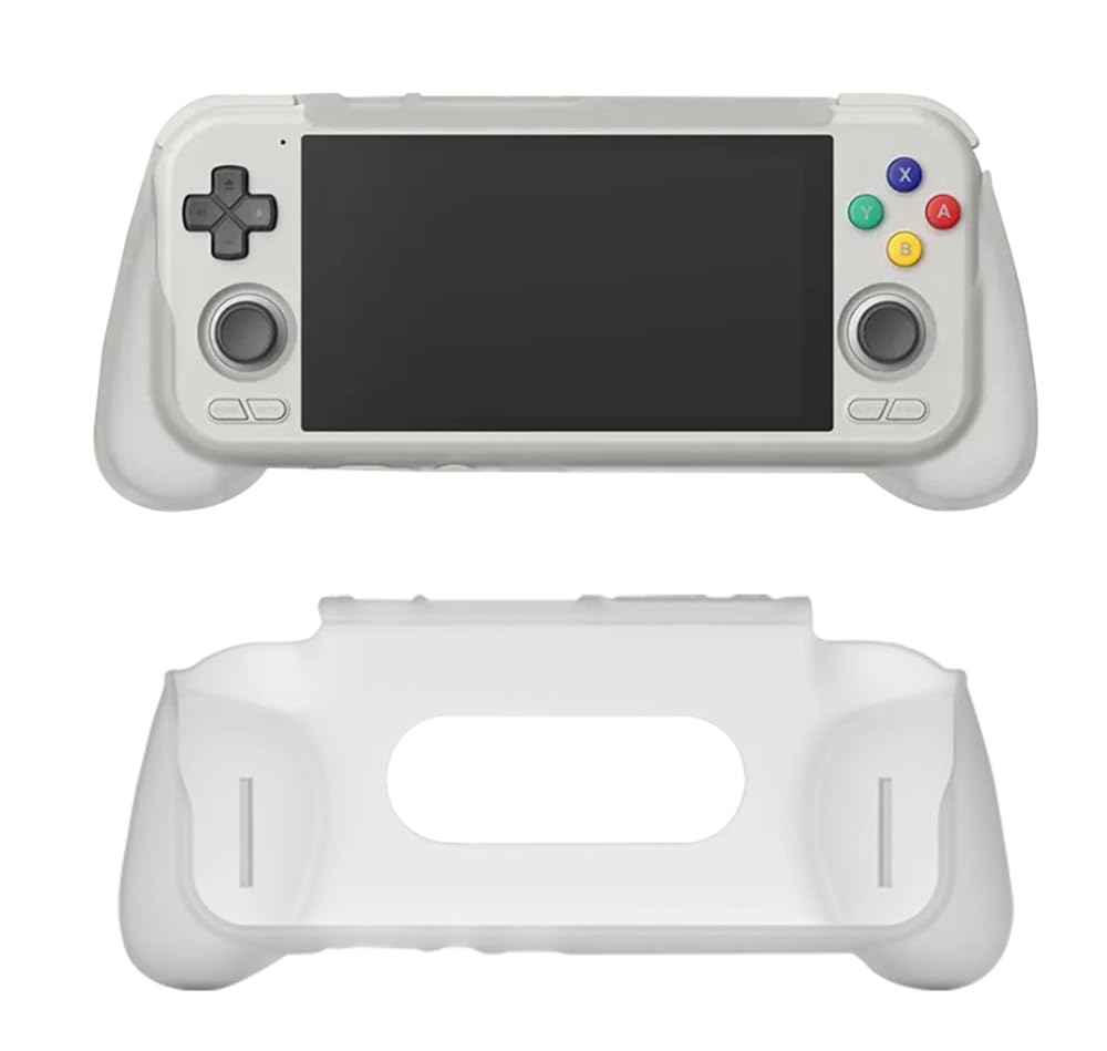 Ergonomic Hand Grip Cover Case for Retroid Pocket 4/4 Pro, Handle Game Grip Enhance Hand Feel Reduce Hand Fatigue Gamepad Modified Grip Stand Holder Protective TPU Shell (White)
