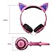 Kids Safe Headphones,LESHP Flashing Glowing Cosplay Fancy Cat 3.5MM Ear Headphones Foldable Over-Ear Gaming Headsets Earphone with LED Flash Light - Pink