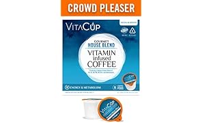 VitaCup Gourmet House Coffee K Pods 16 Ct. Infused With Essential Vitamins B12, B9, B6, B5, B1, and D3, Single Serve Keurig Compatible Top Rated Cups