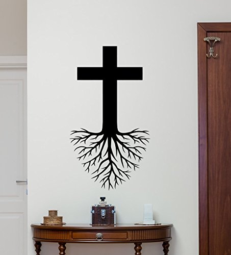 Cross Roots Wall Decal Christian God Jesus Christ Religion Vinyl Sticker Church Wall Decor Nursery Kids Baby Room Bedroom Wall Art Wall Mural 44quo