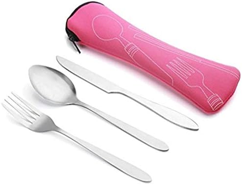Aigemi 6 Piece Stainless Steel Flatware Set,Knife Fork Spoon Portable Travel Silverware Set with Carrying Case for Lunch Bag Traveling Camping