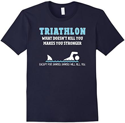 Mens Triathlon - Funny Sharks Will Kill You T-Shirt Medium Navy