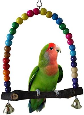SMARTPRIX Colorful Wooden Bird Swings Budgie Toys Bird Swings for Parakeets Parrot Parakeet Small Multicolor