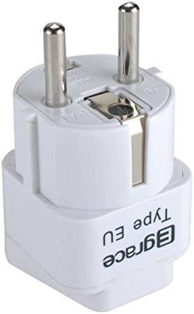 Egrace Grounded Universal Travel Plug Adapter for Europe, Germany, France (Schuko) , 3-Pack