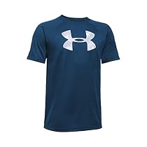 Under Armour Boys' Tech Big Logo Short Sleeve T-Shirt, Blackout Navy/White, Youth X-Small