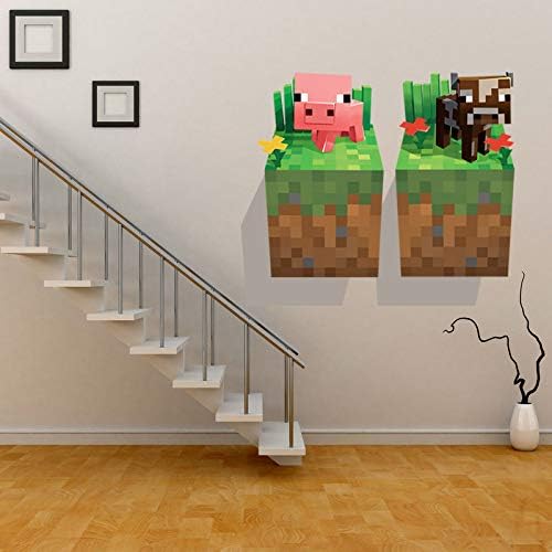 Minecraft 3d Giant Wall Graphics Decal Stickers Reuse Cling Steve Pink