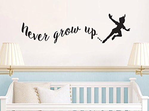 Peter Pan Inspired Never Grow Up Vinyl Wall Decal Sticker