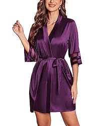 Ekouaer Women's Satin Robes Lightweight Silky Robe