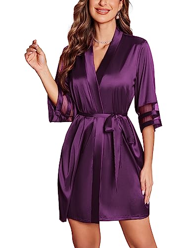 Ekouaer Women's Satin Robes Lightweight Silky Robe