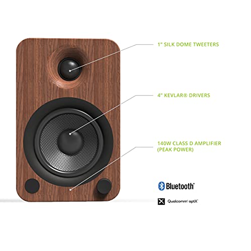 Kanto YU4WALNUT Powered Speakers with Bluetooth and Builtin Phono
