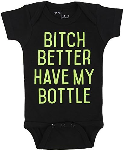 "B*TCH BETTER HAVE MY BOTTLE" Bodysuit in Black by ED G Baby (6-12 M)