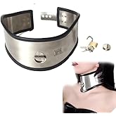 Metal Restraint Slave Choker Black/Pink Rubber Trim Stainless Steel Adjustable Neck Collar Posture Bondage BDSM Flirting Toy